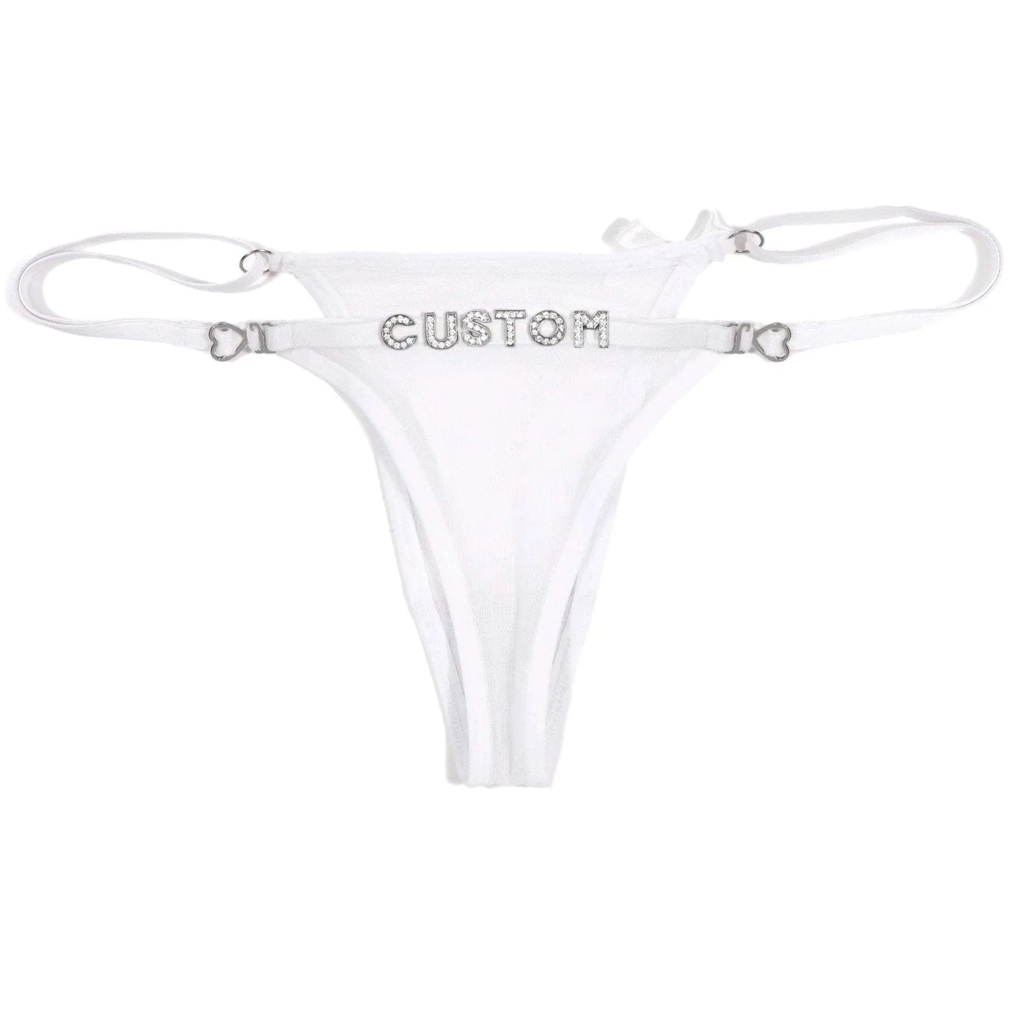 Custom Name String Thongs for Women Personalized Rhinestone Letters with Bows - Love Lingerie