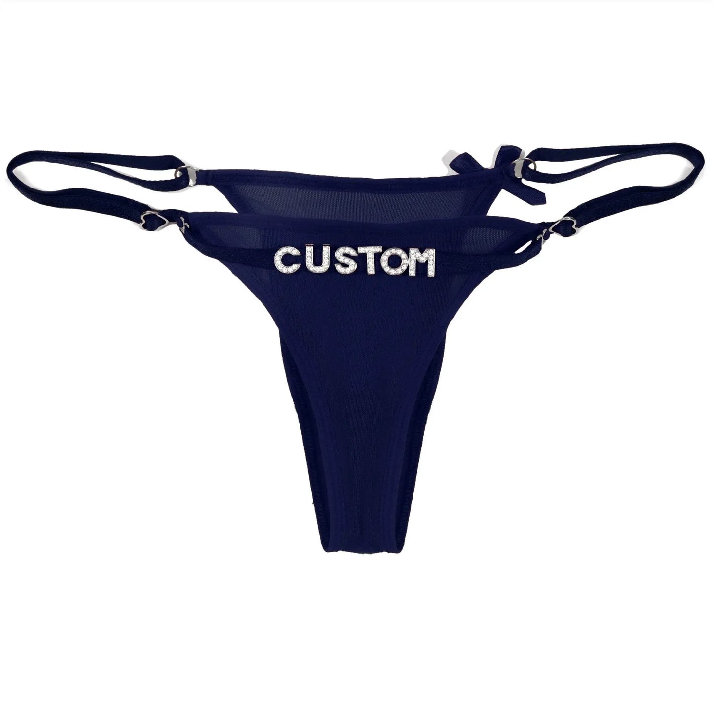 Custom Name String Thongs for Women Personalized Rhinestone Letters with Bows - Love Lingerie