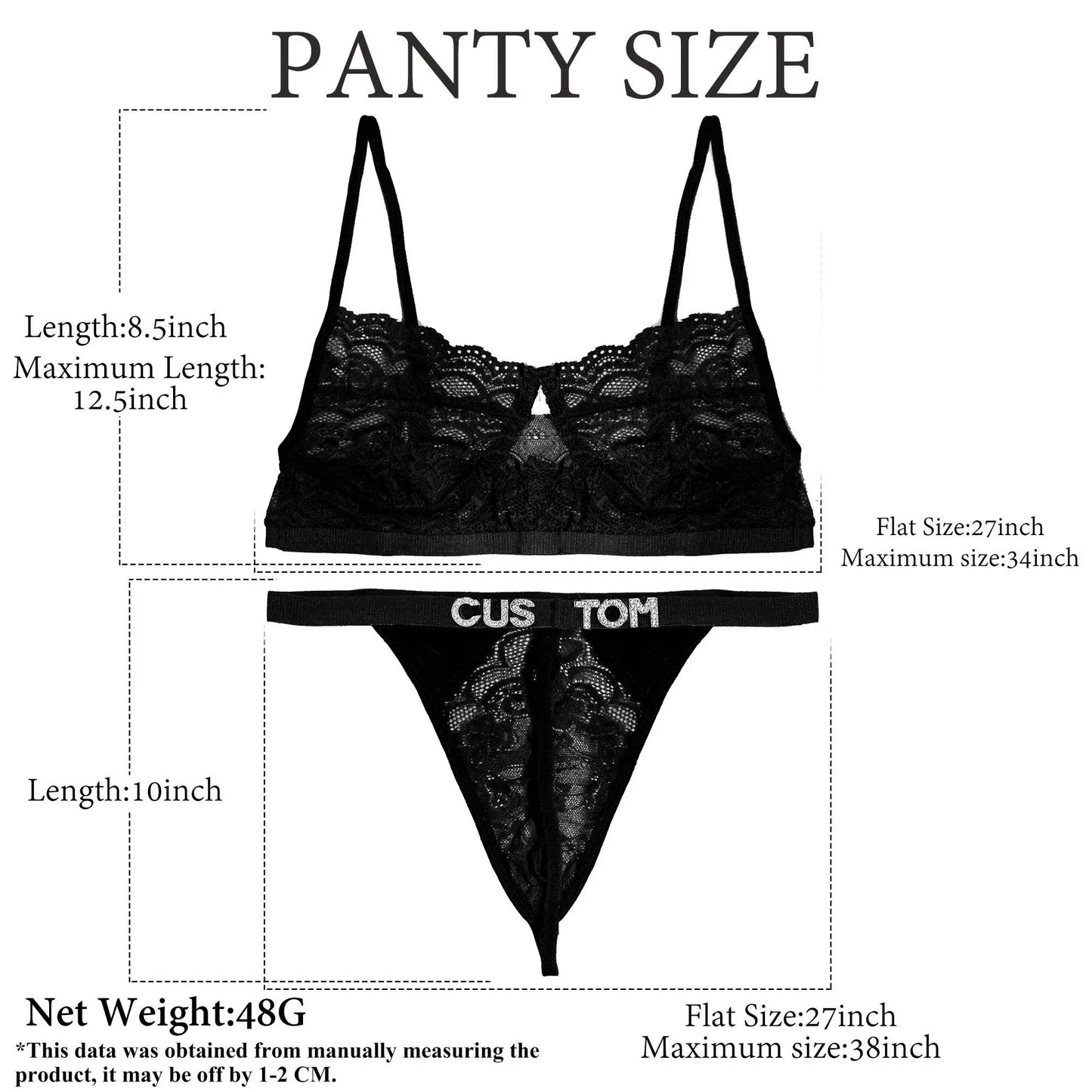 Custom Name Lace Thong Bra Set Sexy Personalized Letters Bikini G-String Panties Diy Rhinestone Letters Women Lingerie Set - Love Lingerie