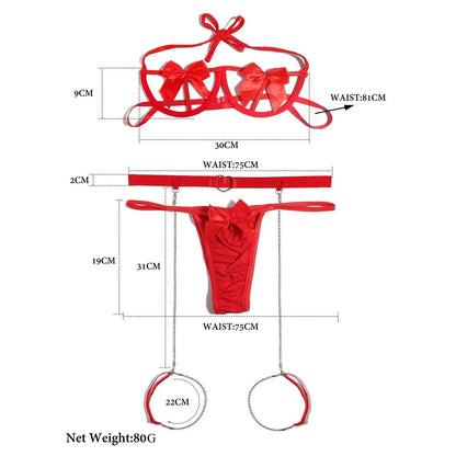 Custom Name Lingerie Set Personalised Letters Name G-string Panties Sexy Erotic Brief Underwear Set Bows - Love Lingerie