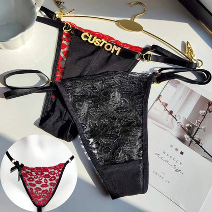 Custom Name Lips Thongs for Women String Underwear Letter Name - Love Lingerie
