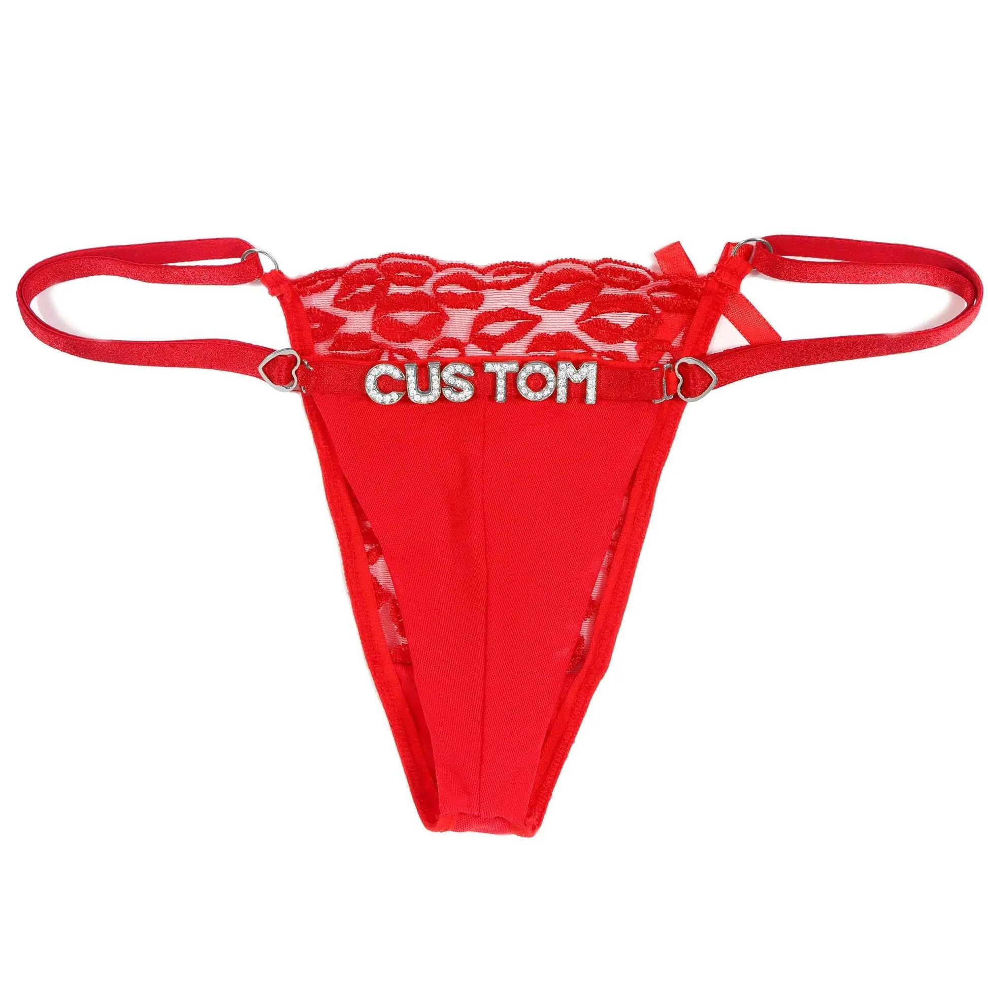 Custom Name Lips Thongs for Women String Underwear Letter Name - Love Lingerie