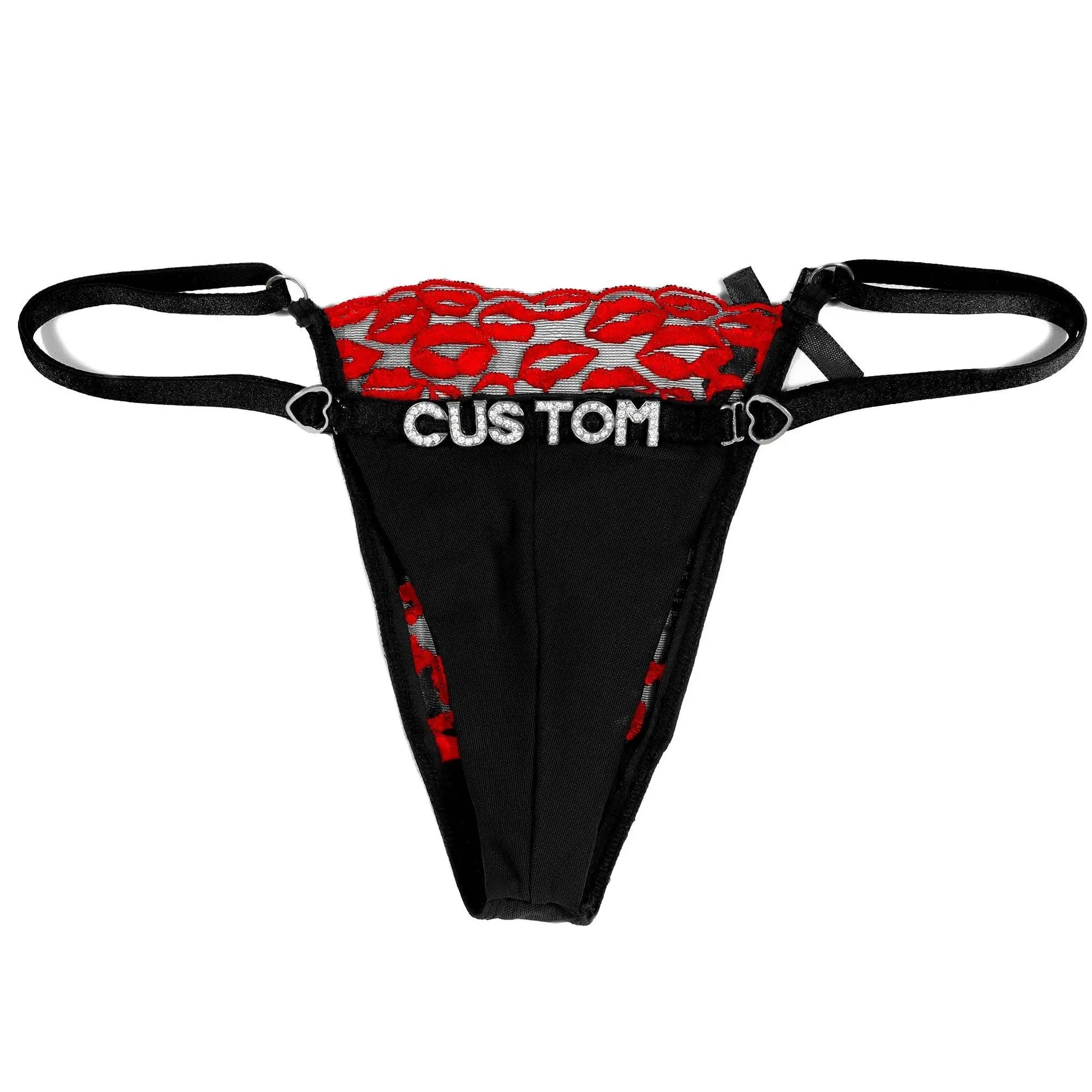 Custom Name Lips Thongs for Women String Underwear Letter Name - Love Lingerie