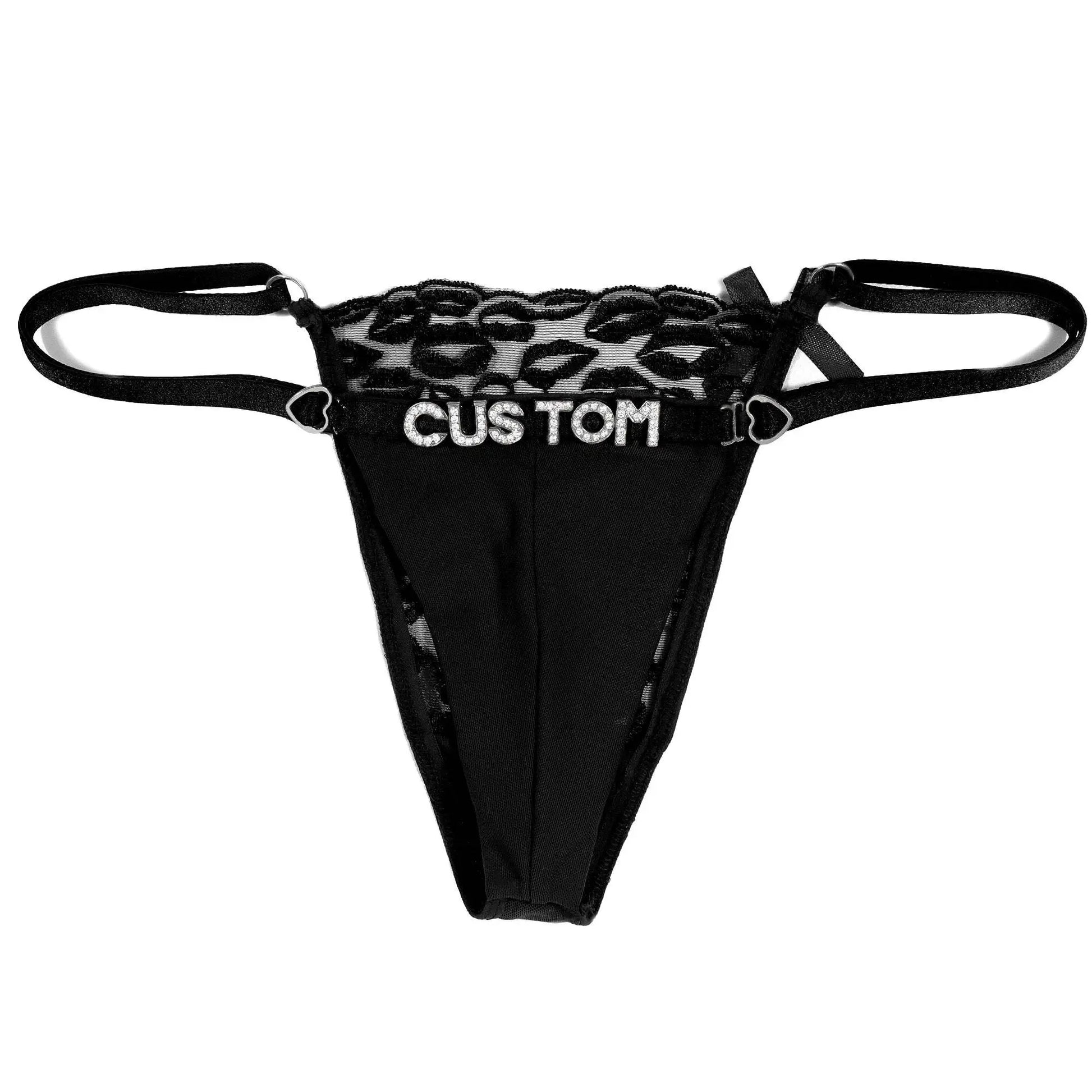Custom Name Lips Thongs for Women String Underwear Letter Name - Love Lingerie