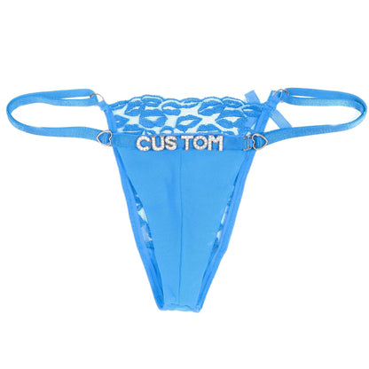 Custom Name Lips Thongs for Women String Underwear Letter Name - Love Lingerie