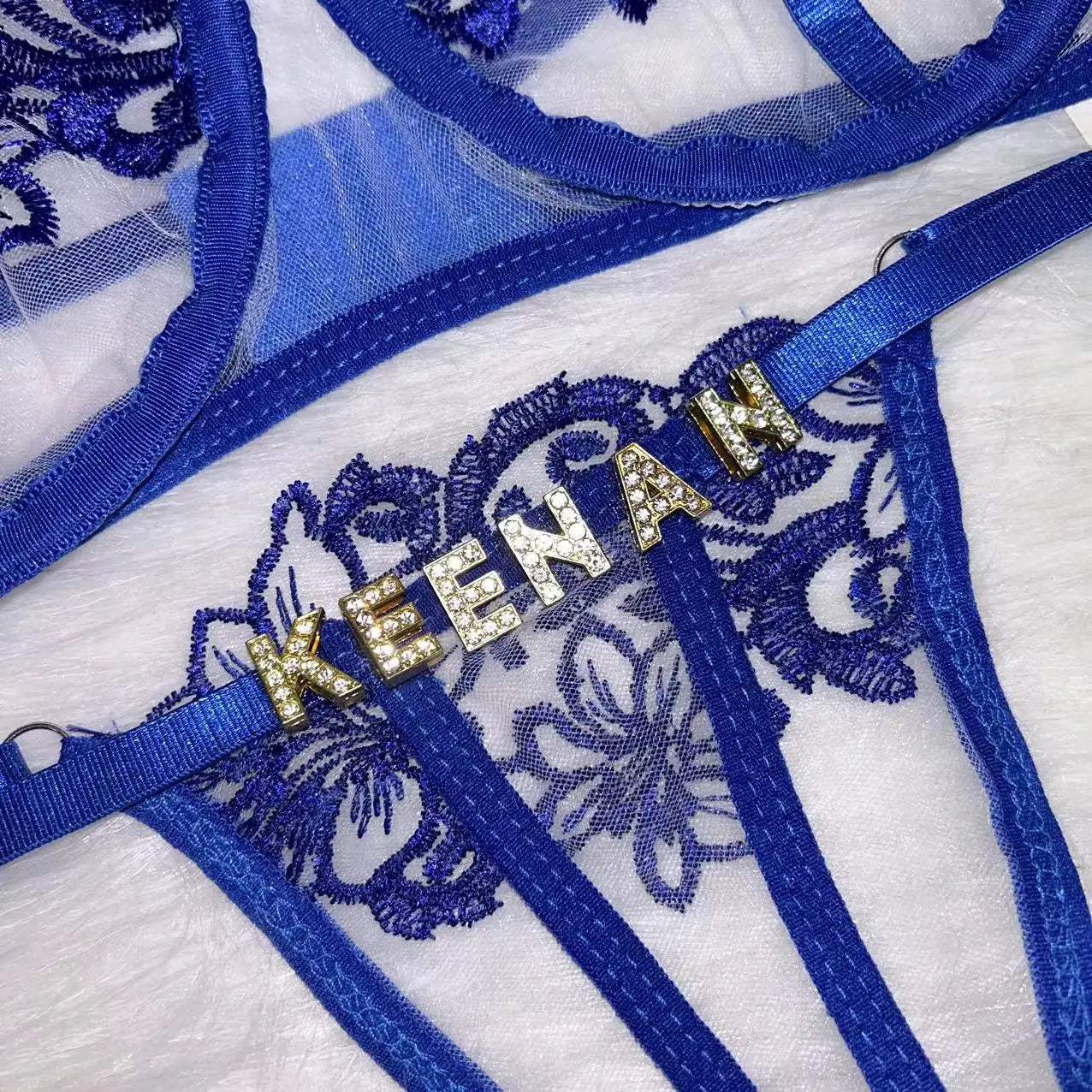 Custom Name Personailsed Letters Lingerie Thong Bra Set - Love Lingerie