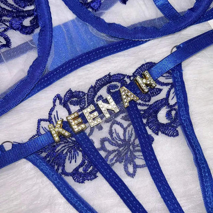Custom Name Personailsed Letters Lingerie Thong Bra Set - Love Lingerie
