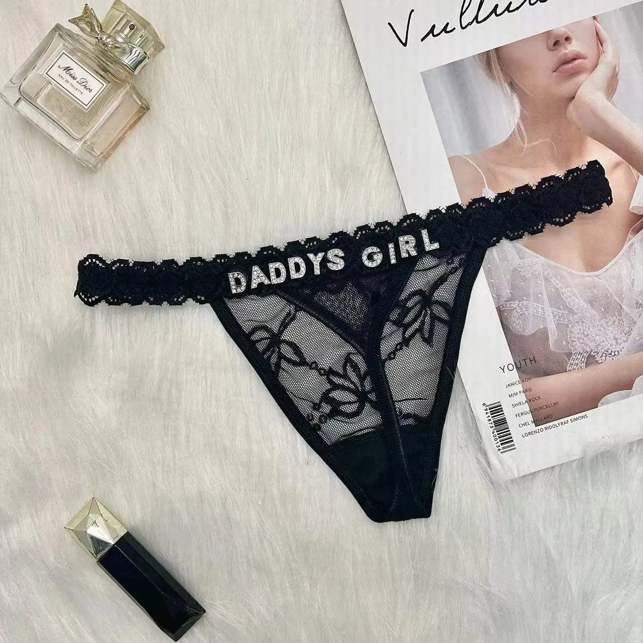 Custom Name Thong Panties with Crystal Letters Customized Thongs Personalized Underwear Sexy G-String Tanga Bikini Jewelry Gift - Love Lingerie