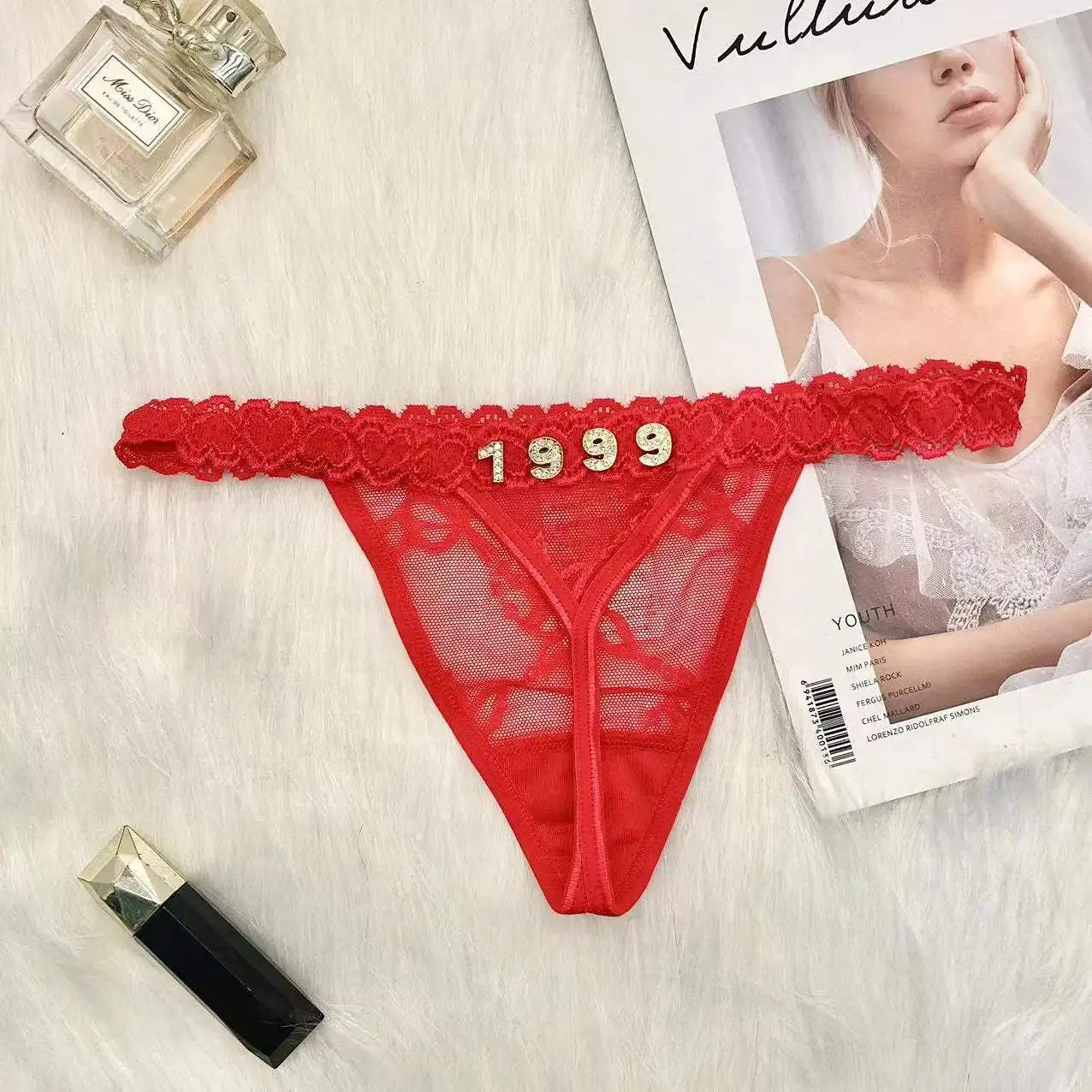 Custom Name Thong Panties with Crystal Letters Customized Thongs Personalized Underwear Sexy G-String Tanga Bikini Jewelry Gift - Love Lingerie