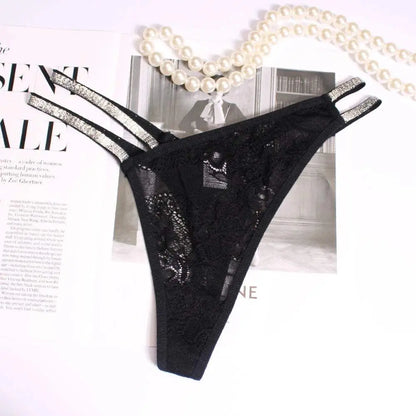 Custom Name Thong Sexy Women Fine Flicker Waist Chain Jewelry Underwear Personalized G-String Lace Panties Fashion Lingerie Gift - Love Lingerie