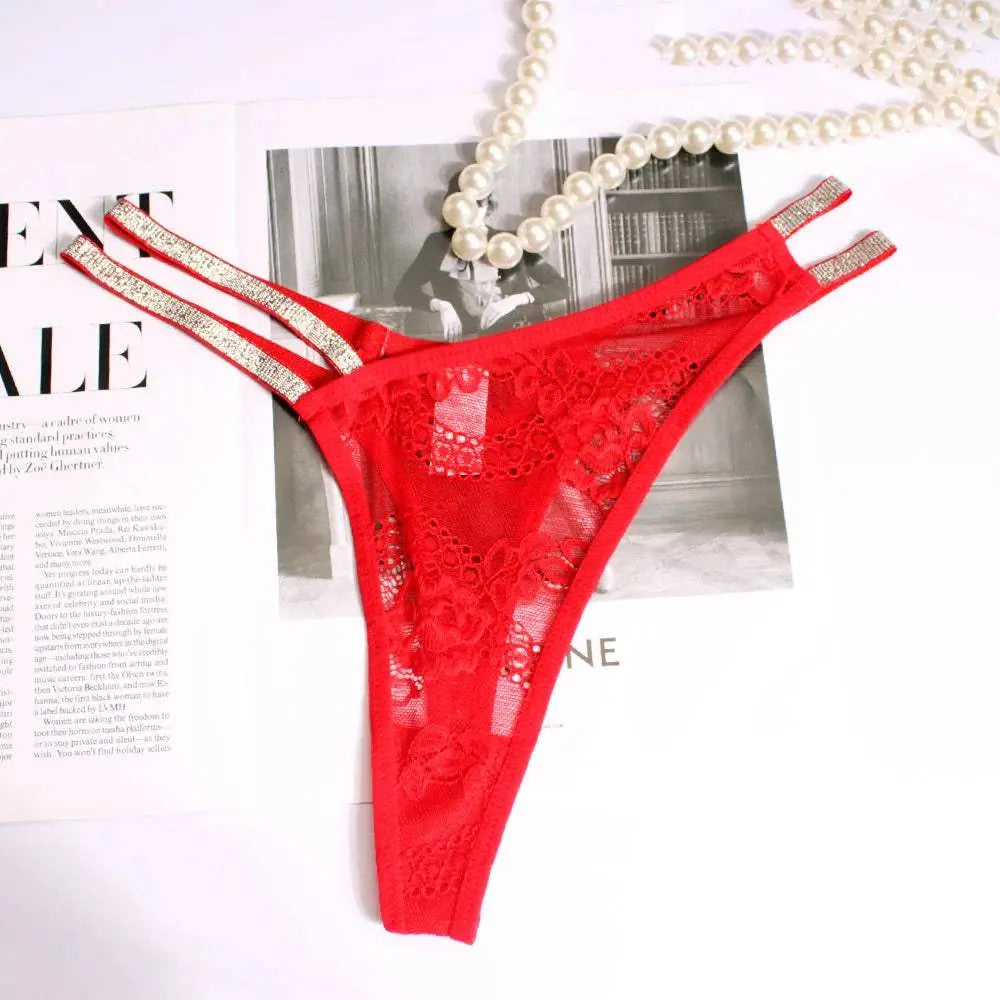 Custom Name Thong Sexy Women Fine Flicker Waist Chain Jewelry Underwear Personalized G-String Lace Panties Fashion Lingerie Gift - Love Lingerie