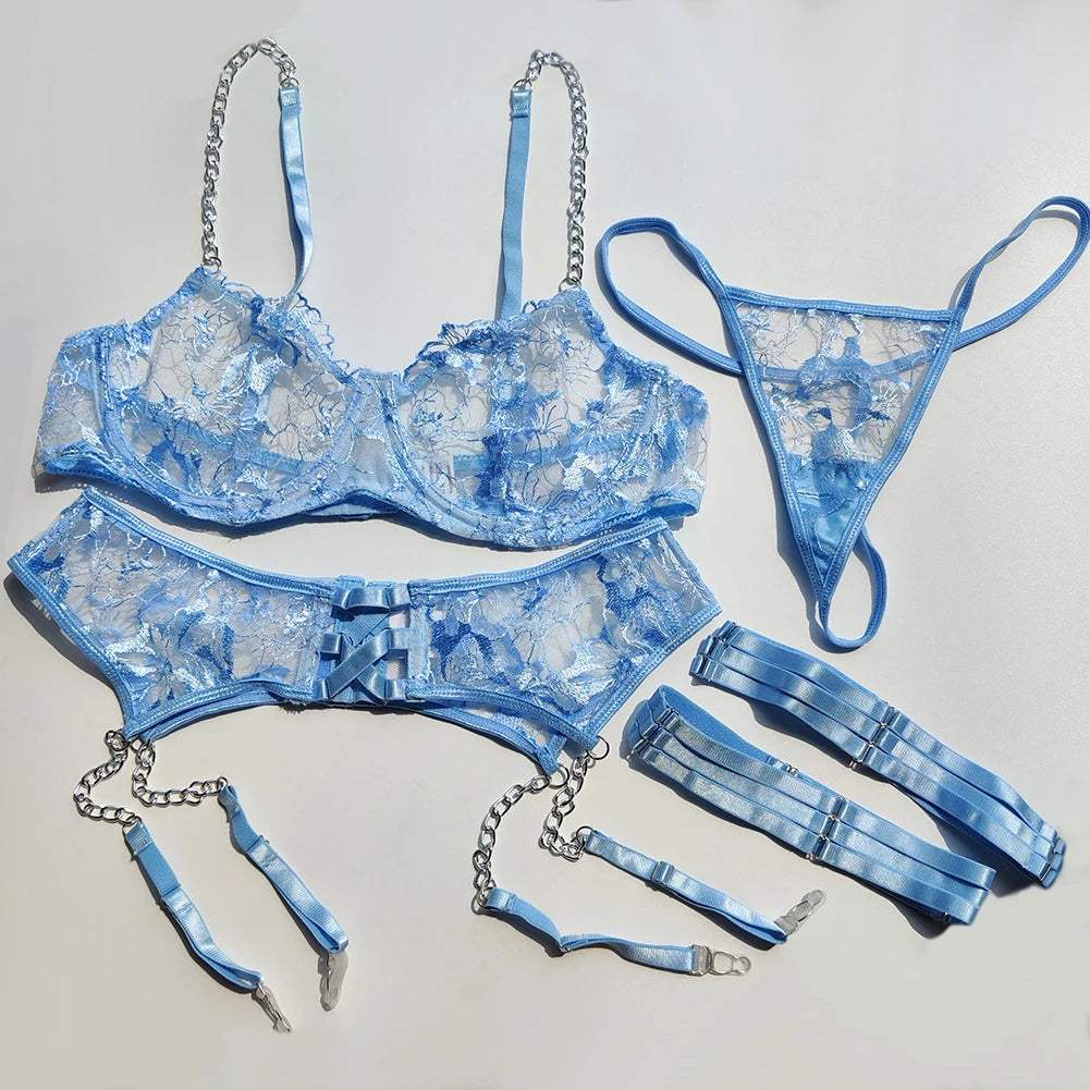 Custom Name Thong with Erotic Underwear Lace Transparent Bra Sets Sexy Thong Woman Luxury Lingerie - Love Lingerie
