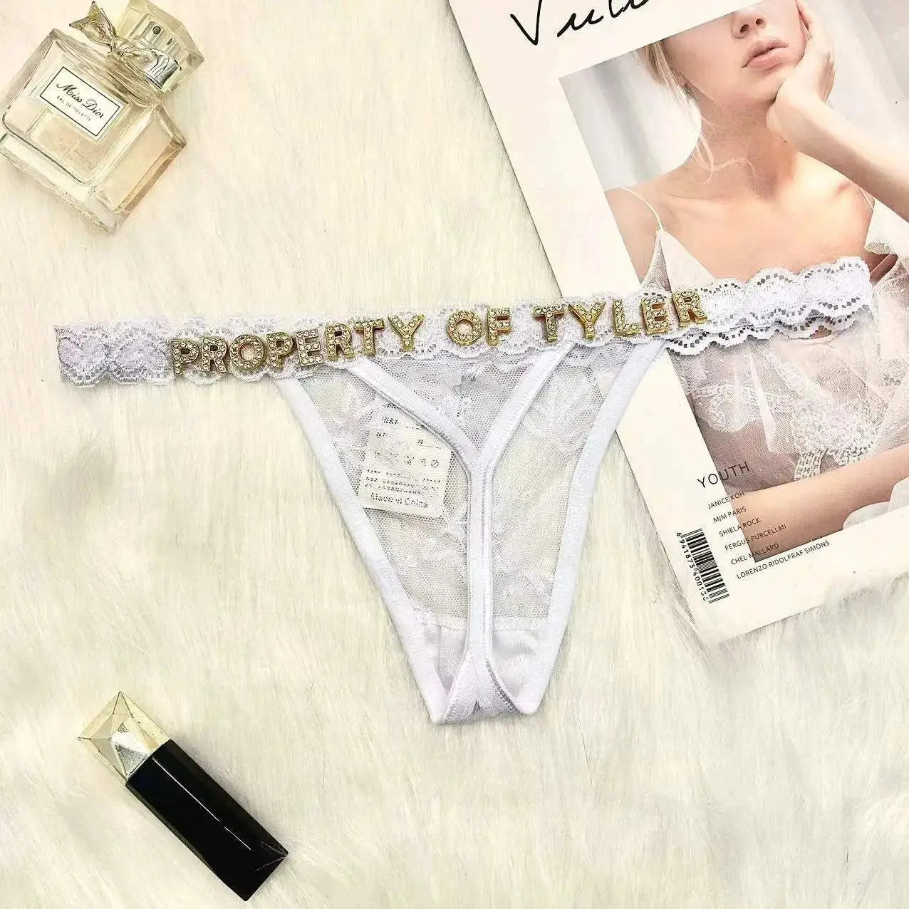 Custom Sexy Lace Thong Bra Underwear Set For Women Personalied Name - Love Lingerie