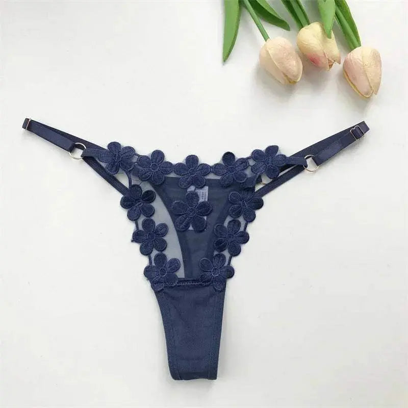 Customized Thongs tanga Name Letter Sexy Women mesh flowers Personalized Name Panties Bikini G-Strings Girlfriend Wife Gift - Love Lingerie