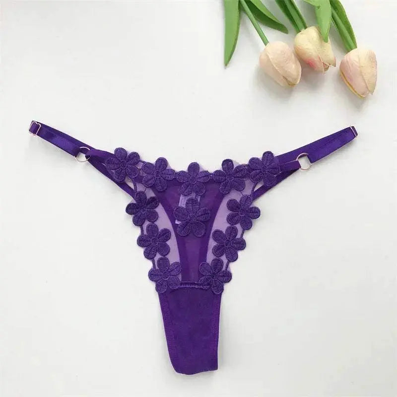 Customized Thongs tanga Name Letter Sexy Women mesh flowers Personalized Name Panties Bikini G-Strings Girlfriend Wife Gift - Love Lingerie