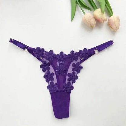 Customized Thongs tanga Name Letter Sexy Women mesh flowers Personalized Name Panties Bikini G-Strings Girlfriend Wife Gift - Love Lingerie