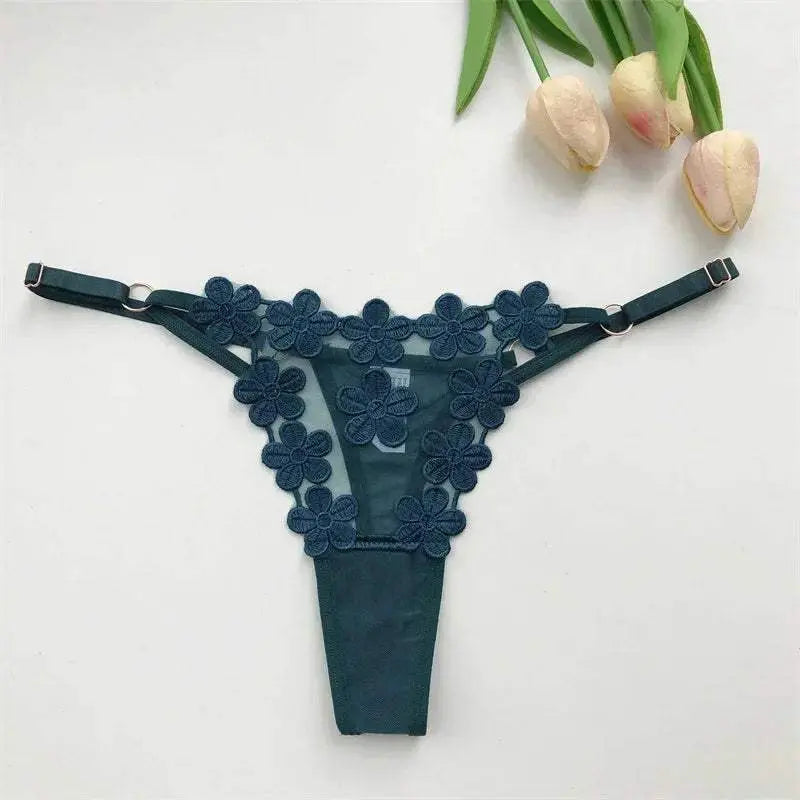 Customized Thongs tanga Name Letter Sexy Women mesh flowers Personalized Name Panties Bikini G-Strings Girlfriend Wife Gift - Love Lingerie