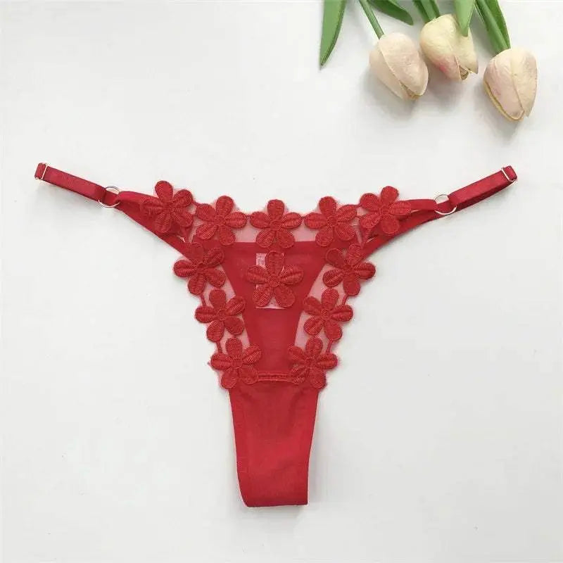 Customized Thongs tanga Name Letter Sexy Women mesh flowers Personalized Name Panties Bikini G-Strings Girlfriend Wife Gift - Love Lingerie