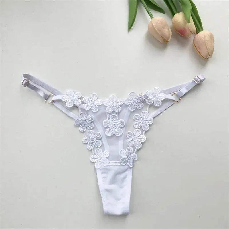 Customized Thongs tanga Name Letter Sexy Women mesh flowers Personalized Name Panties Bikini G-Strings Girlfriend Wife Gift - Love Lingerie