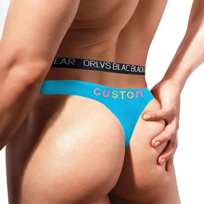 Men's Jockstrap Custom Thong with Name Letters Sexy Bandage Underwear - Love Lingerie