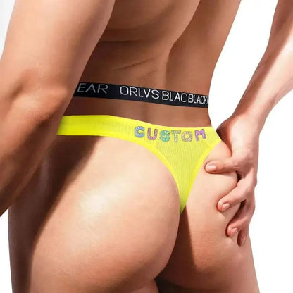 Men's Jockstrap Custom Thong with Name Letters Sexy Bandage Underwear - Love Lingerie