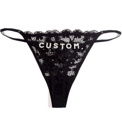 Sexy Custom Name String Thongs For Women Personalized Flower Design with Rhinestone Letters - Love Lingerie