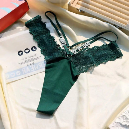 Sexy Lace Lingerie Custom Name Crystal letters G String Personalized Panties - Love Lingerie