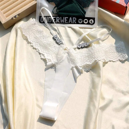 Sexy Lace Lingerie Custom Name Crystal letters G String Personalized Panties - Love Lingerie