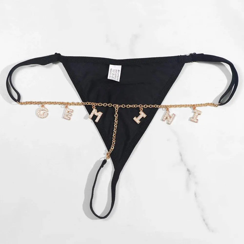 Sexy Lady Custom Thong Chain With Letters Personalized Bikini With Customized Name - Love Lingerie