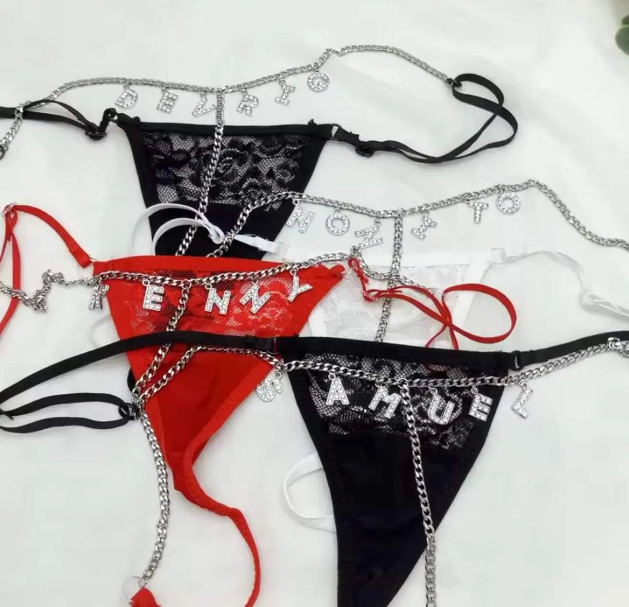 Sexy Lady Custom Thong Chain With Letters Personalized Bikini With Customized Name - Love Lingerie