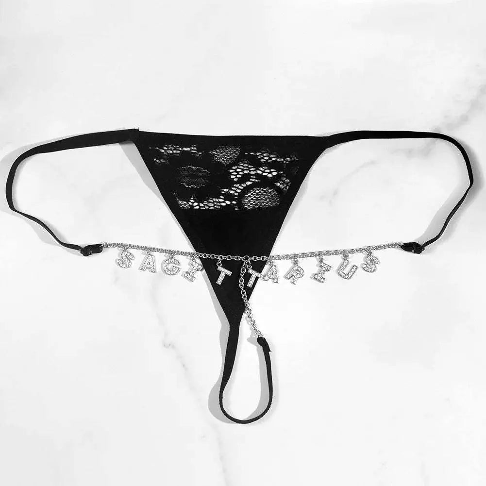 Sexy Lady Custom Thong Chain With Letters Personalized Bikini With Customized Name - Love Lingerie