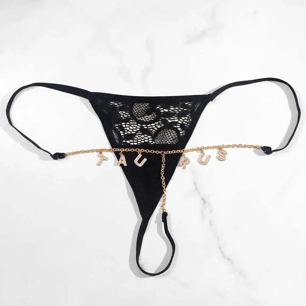 Sexy Lady Custom Thong Chain With Letters Personalized Bikini With Customized Name - Love Lingerie