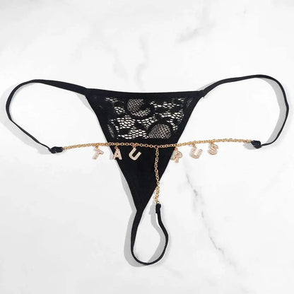 Sexy Lady Custom Thong Chain With Letters Personalized Bikini With Customized Name - Love Lingerie