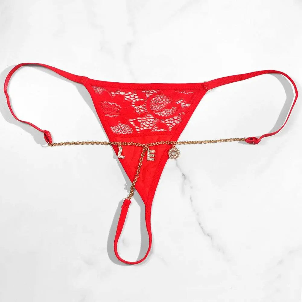 Sexy Lady Custom Thong Chain With Letters Personalized Bikini With Customized Name - Love Lingerie