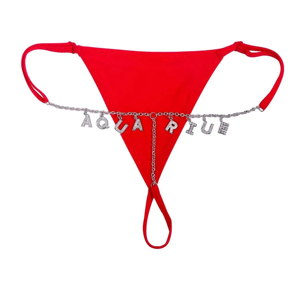 Sexy Lady Custom Thong Chain With Letters Personalized Bikini With Customized Name - Love Lingerie