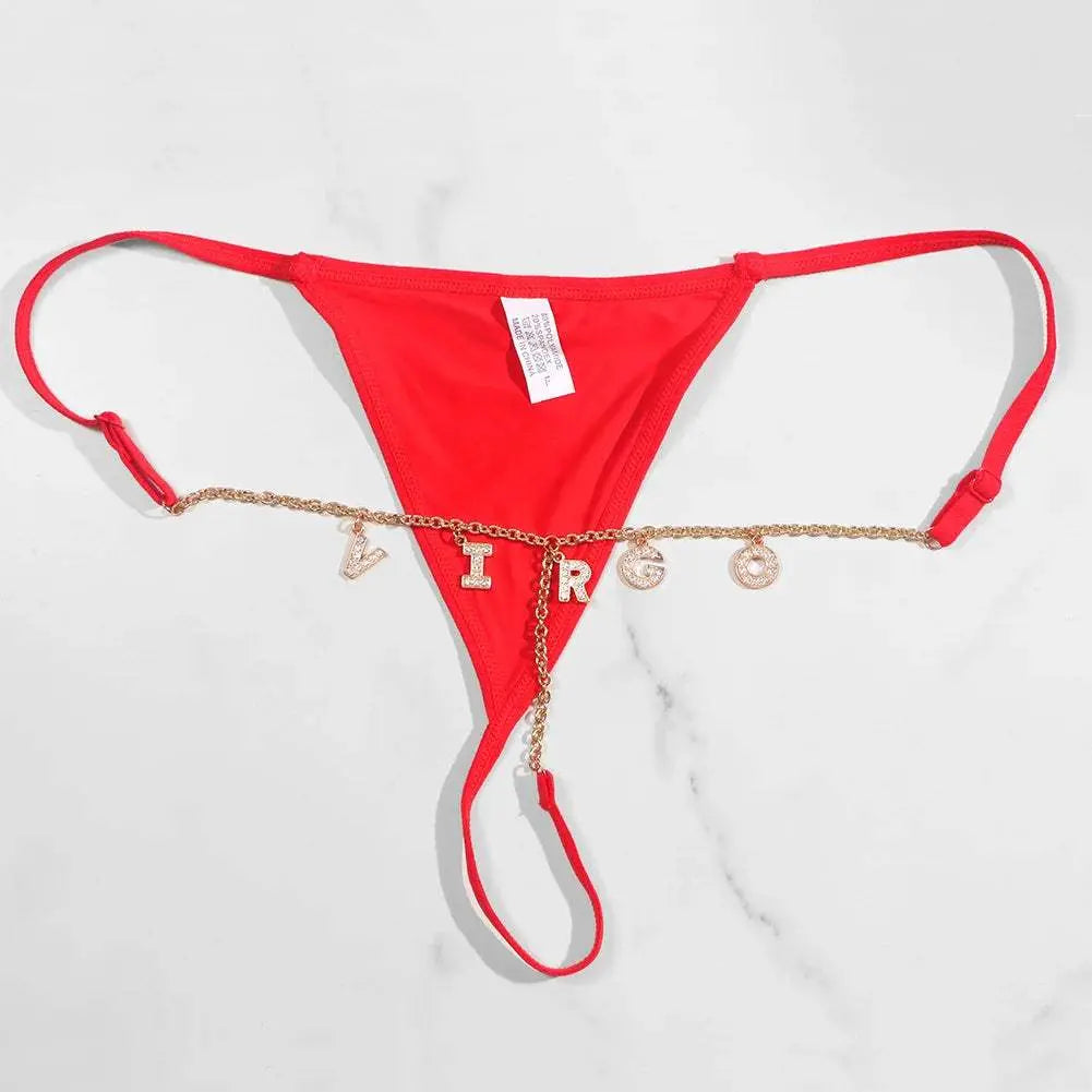 Sexy Lady Custom Thong Chain With Letters Personalized Bikini With Customized Name - Love Lingerie