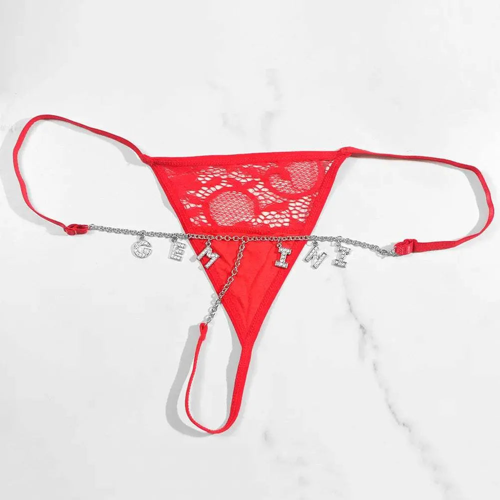 Sexy Lady Custom Thong Chain With Letters Personalized Bikini With Customized Name - Love Lingerie