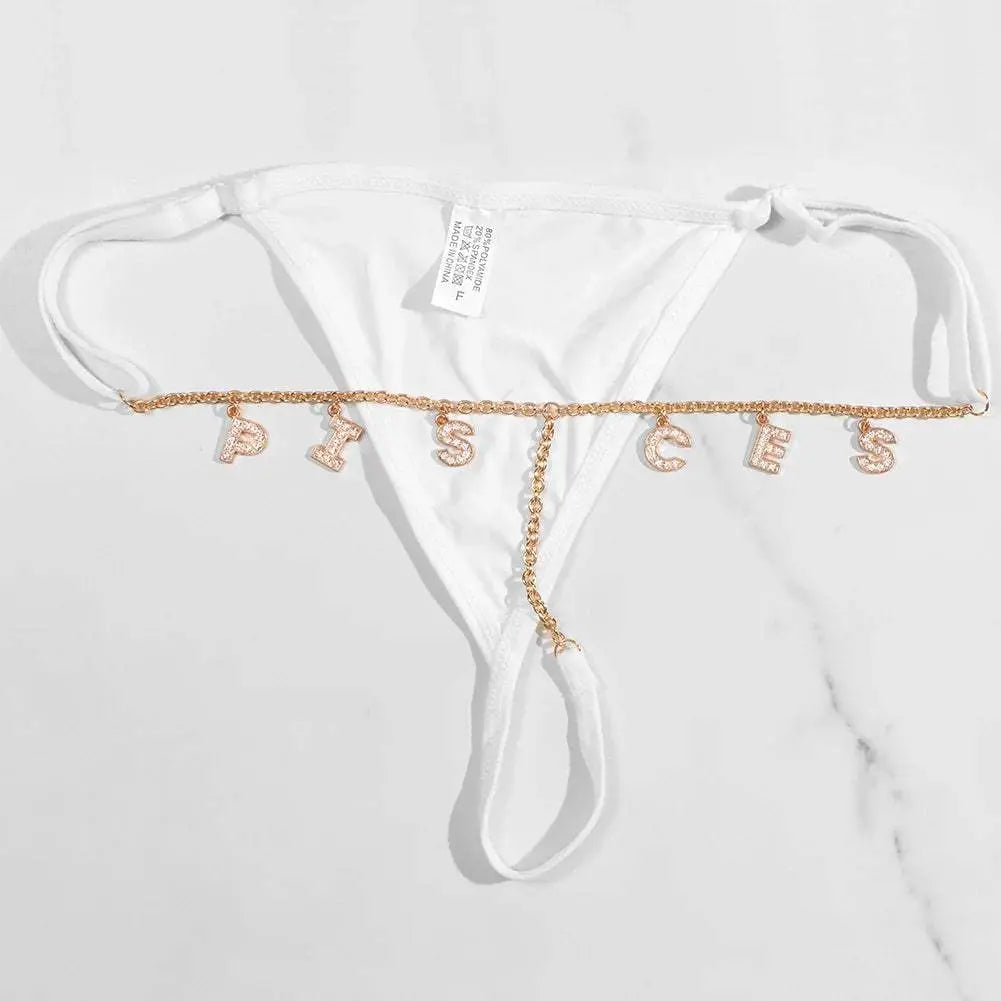 Sexy Lady Custom Thong Chain With Letters Personalized Bikini With Customized Name - Love Lingerie