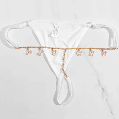 Sexy Lady Custom Thong Chain With Letters Personalized Bikini With Customized Name - Love Lingerie