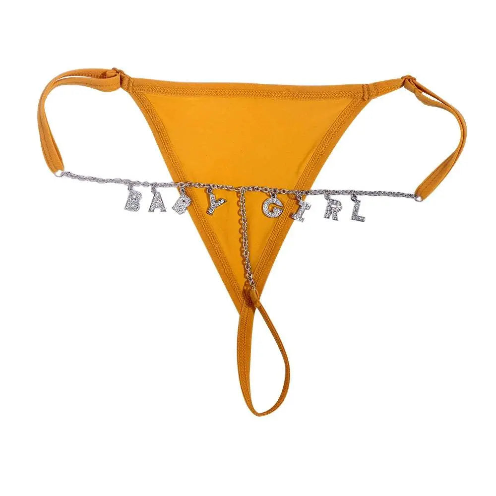 Sexy Lady Custom Thong Chain With Letters Personalized Bikini With Customized Name - Love Lingerie