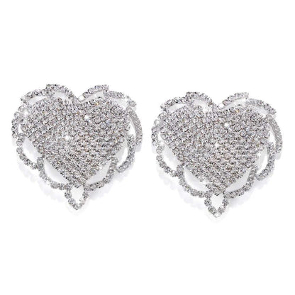 Women Rhinestone Heart Nipple Stickers Cover- Rhinestone Pasties - Love Lingerie